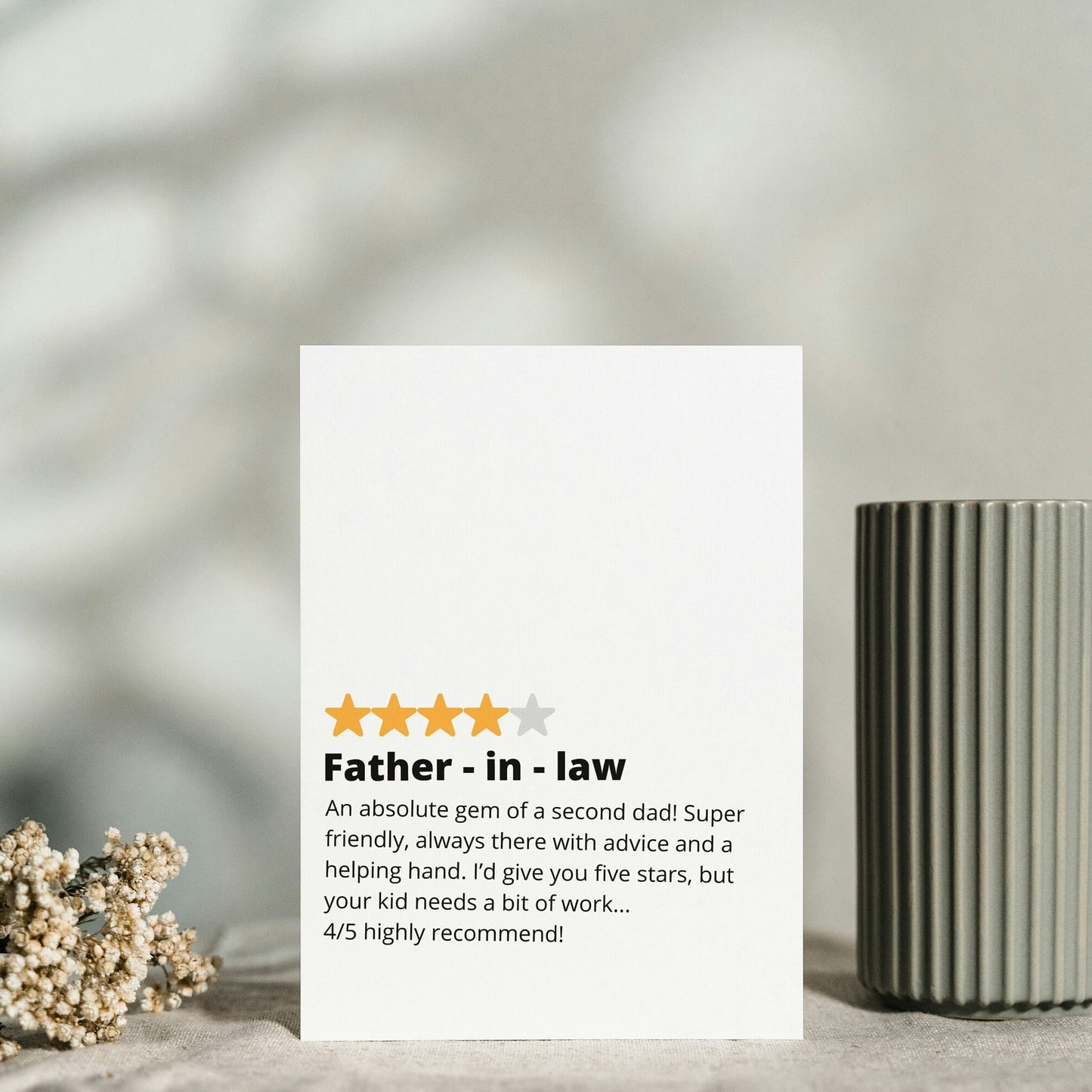 Funny Father in law, Father's Day Card, Star Rating Card, for Father in law, father in laws birthday card