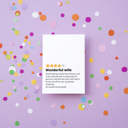 Funny Wife star rating, valentines card - anniversary, birthday, valentines from husband, him, wife, her - trending  greeting card