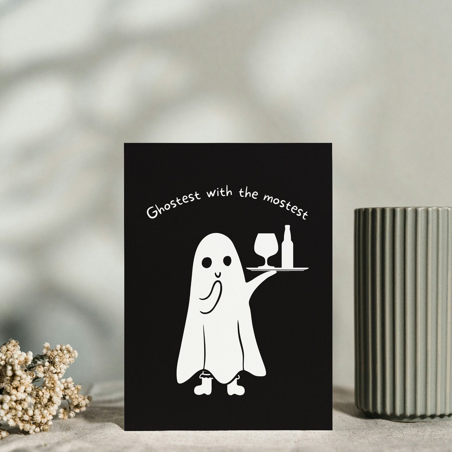 Happy Halloween Card, Funny Halloween Card, Funny Ghost, ghostest with the mostest pun Card