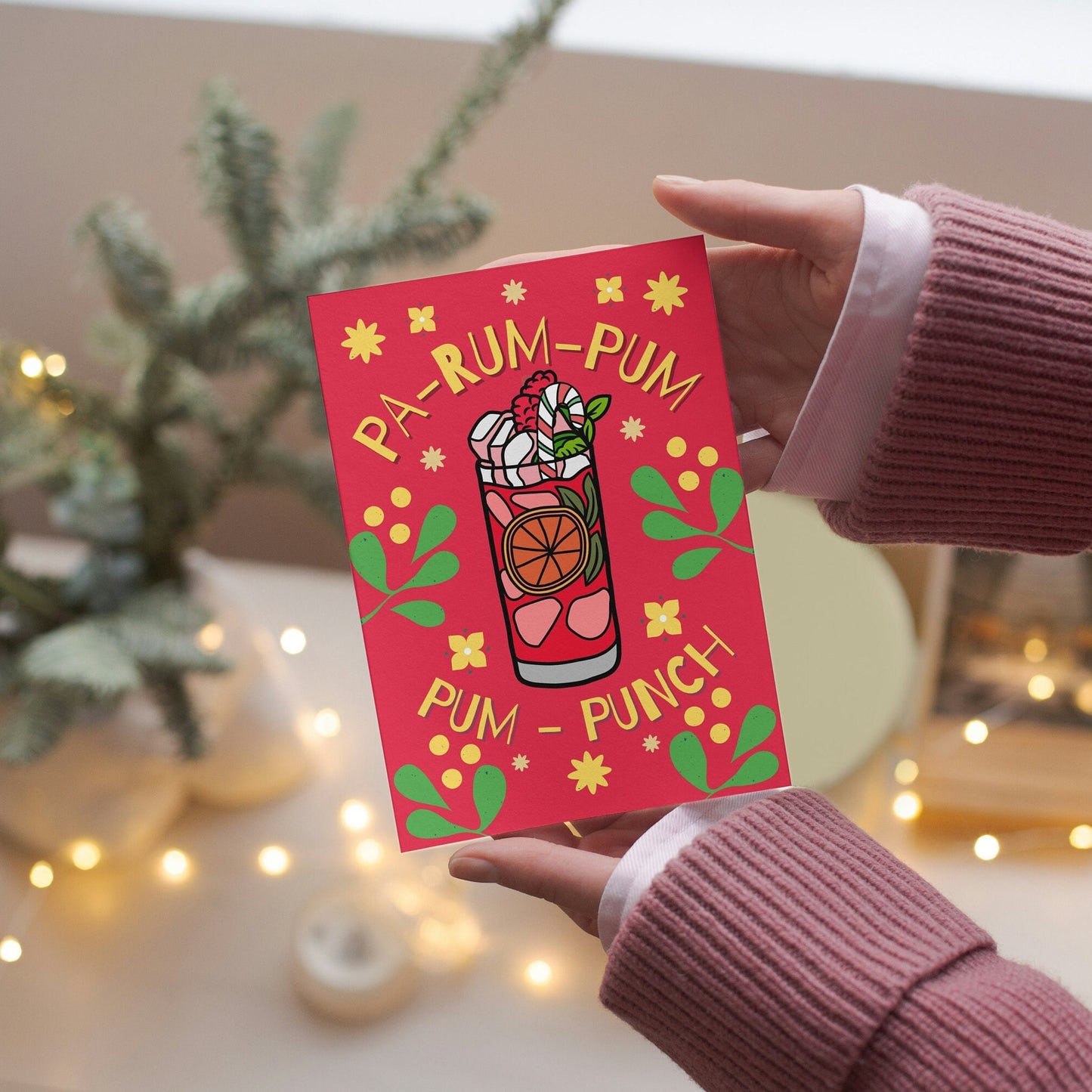 Festive Rum Lover Card - Colourful Christmas Greeting Card