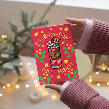 Festive Rum Lover Card - Colourful Christmas Greeting Card