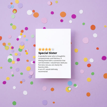 Funny Sister Birthday Card, Top Rated Favourite Child Design -  Birthday Card for sister, Funny gift for sister