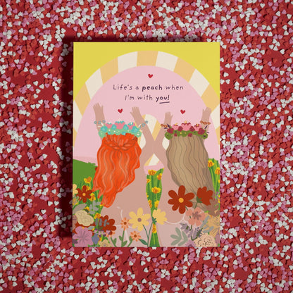Playful Floral LGBTQ Illustration Card – Cute – Ideal Valentine's & Anniversary Gift for Her – Eco-Friendly Nature Contemporary Design