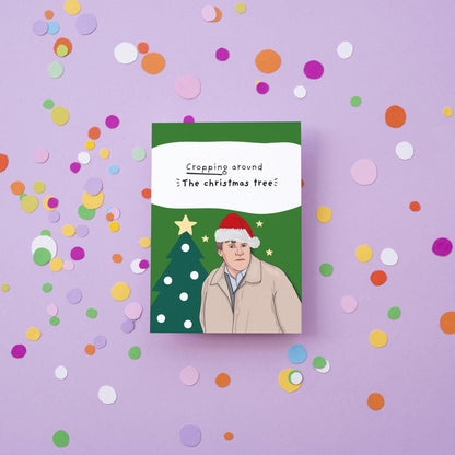 Funny Roy Cropper Coronation Street Leicester City fan Christmas Tree Pun Card - 'Rocking Around the Christmas Tree For him for her