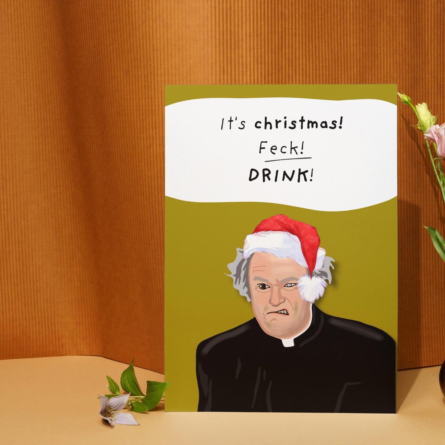 Funny Father Ted Father Jack Alcohol Inspired Rude Christmas Card for adults for friends for family for him for father ted fans for her