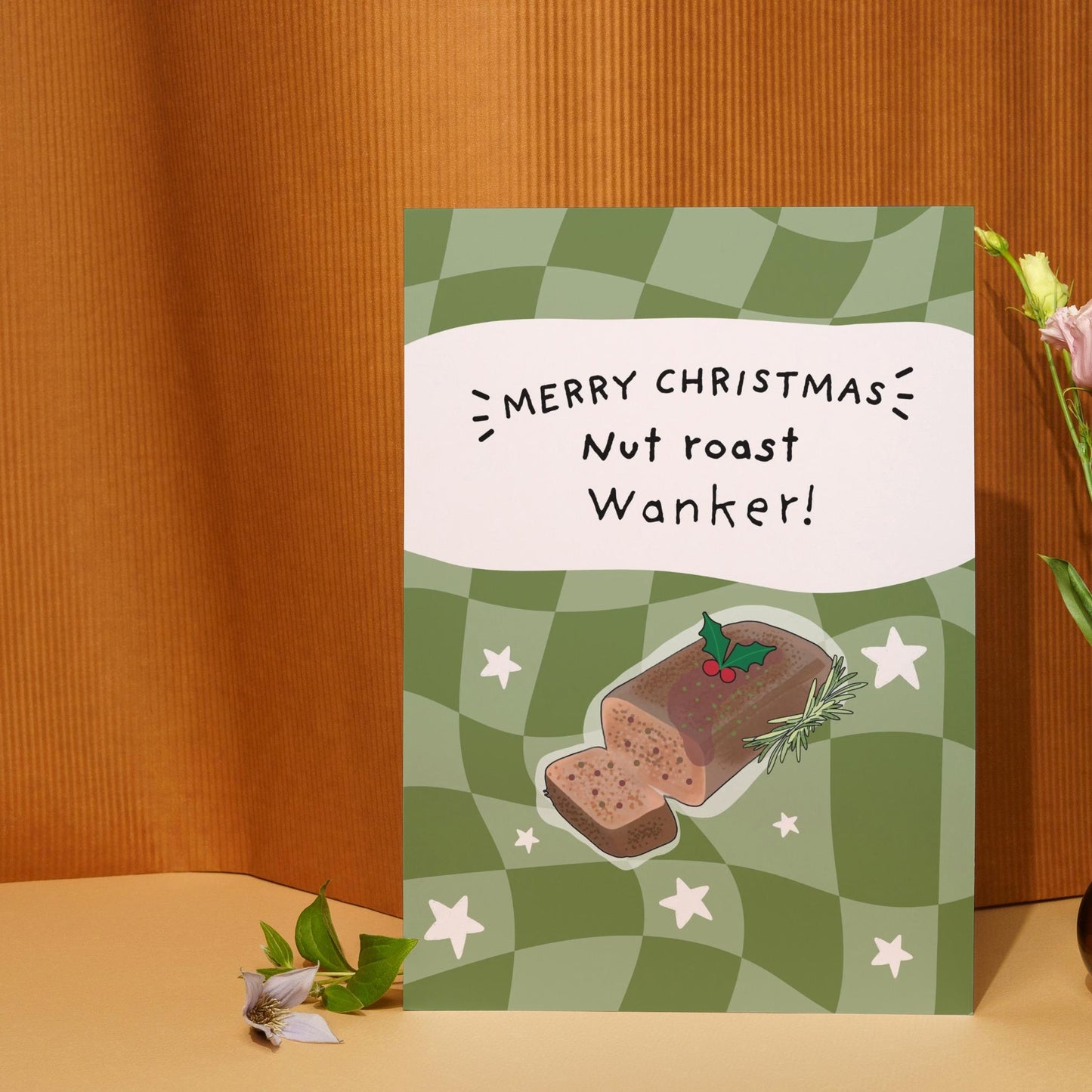 Nut roast Vegetarian Vegan Christmas dinner Funny Rude Card for vegetarians For vegans For him For her For friend For them Jay Inbetweeners