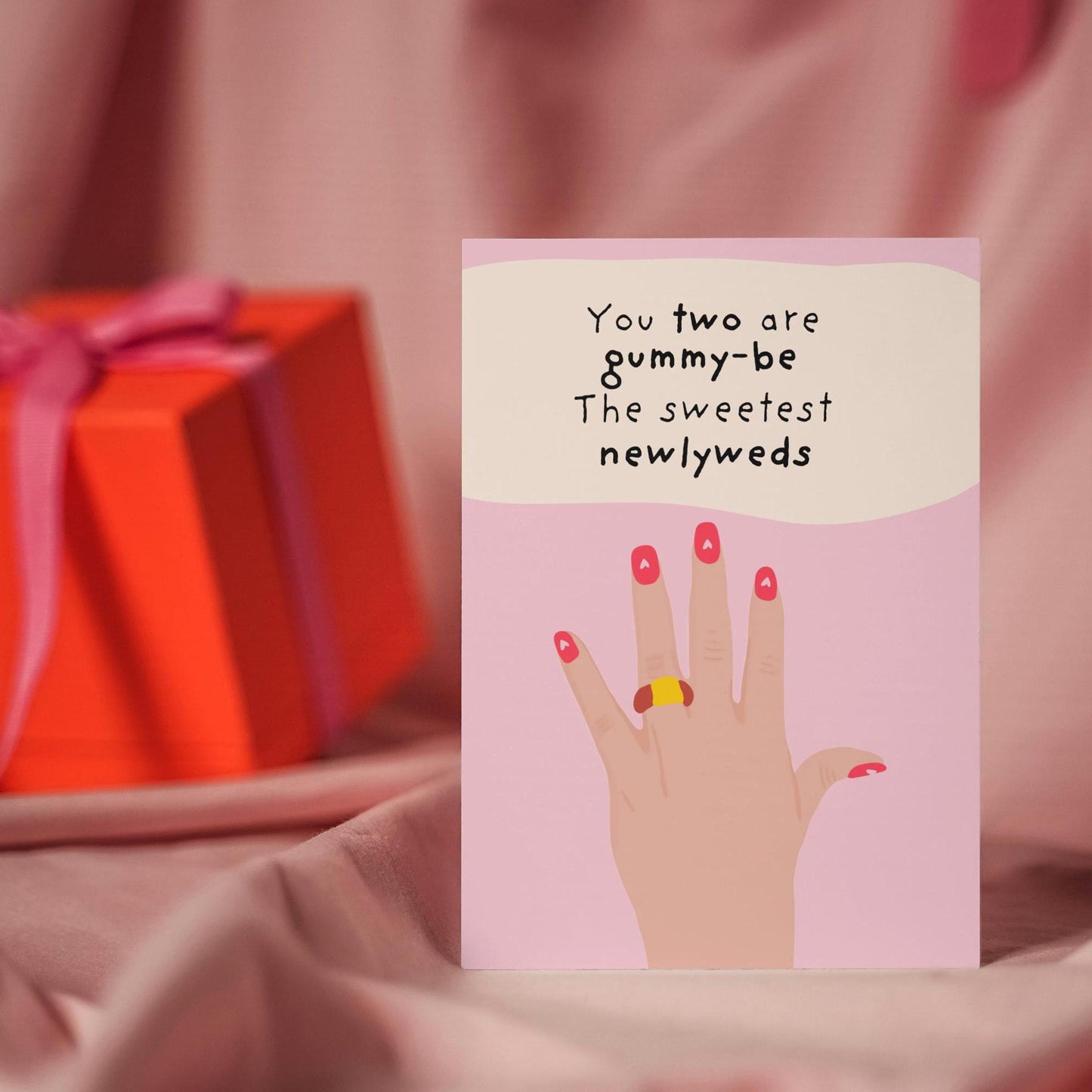 Congratulations to the Newlyweds - Engagement Gummy Ring Sweet Pun Greeting Card for Couples