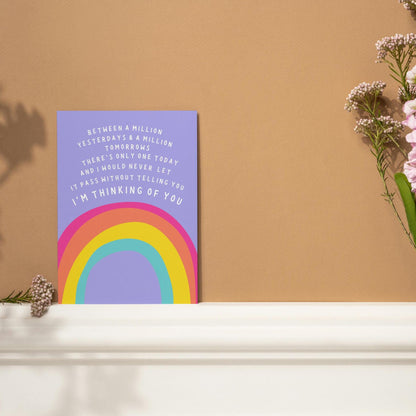 Heartfelt Rainbow Words of Comfort Sympathy Card - Death Anniversary Card - Uplifting Remembrance Greeting