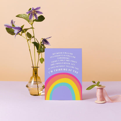 Heartfelt Rainbow Words of Comfort Sympathy Card - Death Anniversary Card - Uplifting Remembrance Greeting