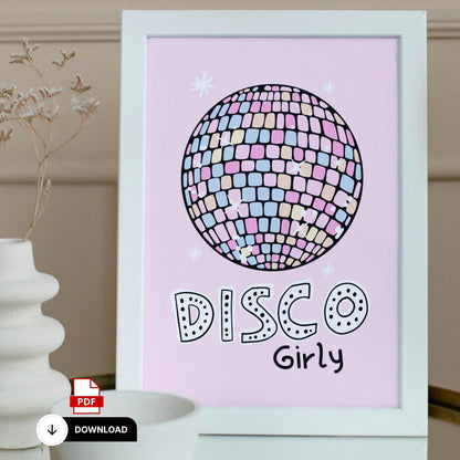 Disco Ball Art Print for Girls' Room | Instant Digital Download | Beautiful A4 Wall Decor