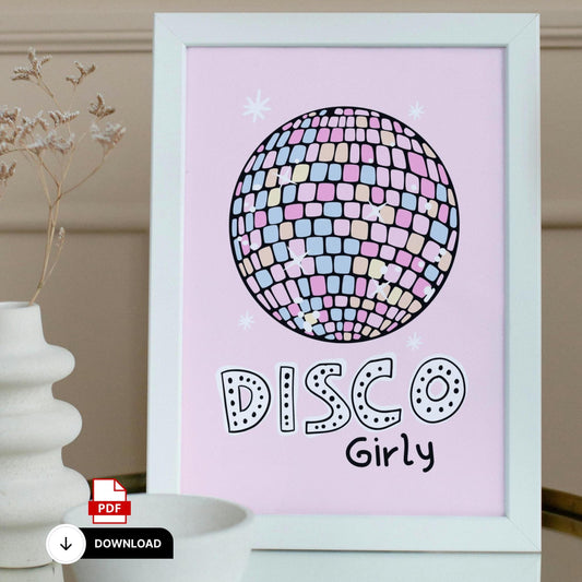 Disco Ball Art Print for Girls' Room | Instant Digital Download | Beautiful A4 Wall Decor