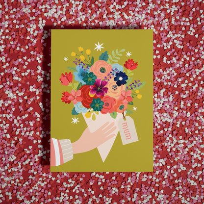 Pretty Contemporary Mother's Day Floral Bunch Card | Watercolour Floral Design | Handcrafted Greeting Card for Mum
