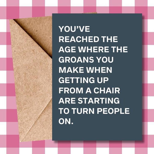 Hilarious Typographic Birthday Card – "You've Reached the Age" Joke Card for Funny Birthdays