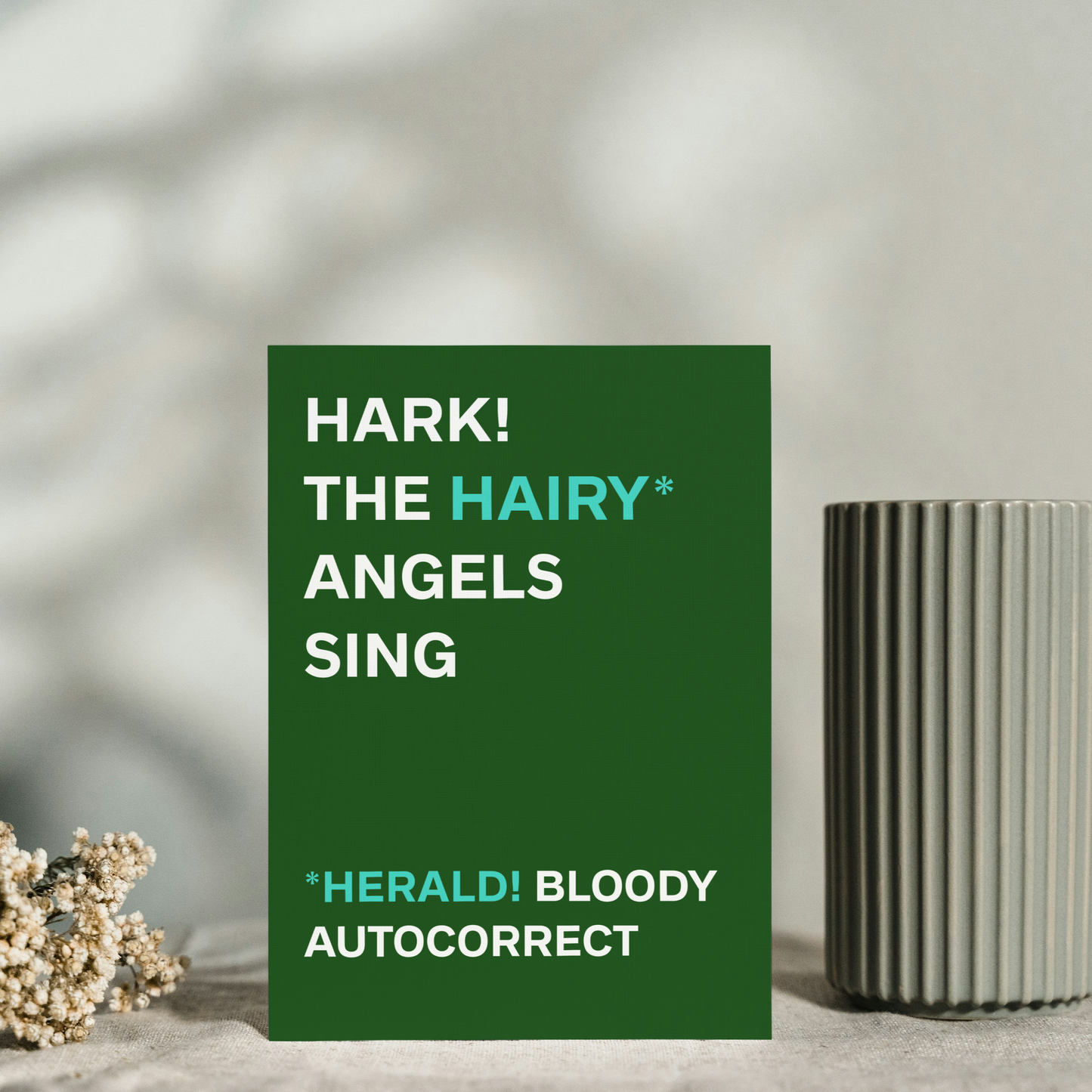 Funny Christmas Card - Hark the Hairy Angels Sing Autocorrect Card - Humorous Christmas Greeting - Comedy Xmas Card for Friends & Family