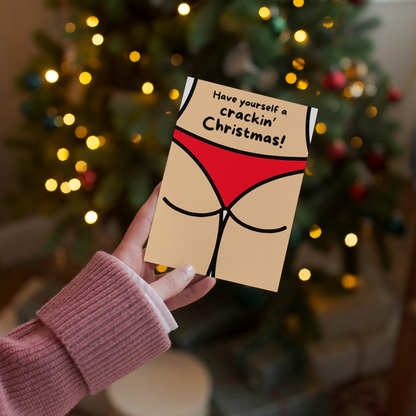 Funny Christmas Bum Card - Crackin' Christmas Pun