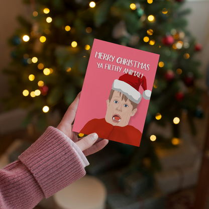 Funny Home Alone Christmas Card | Merry Christmas Ya Filthy Animal