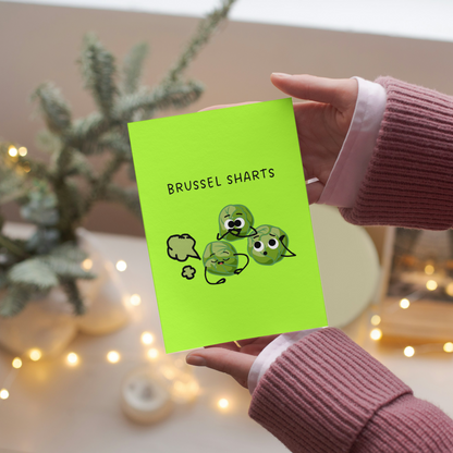 Hilarious Brussel Sprouts Christmas Card – Funny 'Brussel Sharts' Banter Greeting Card for Holiday Cheer