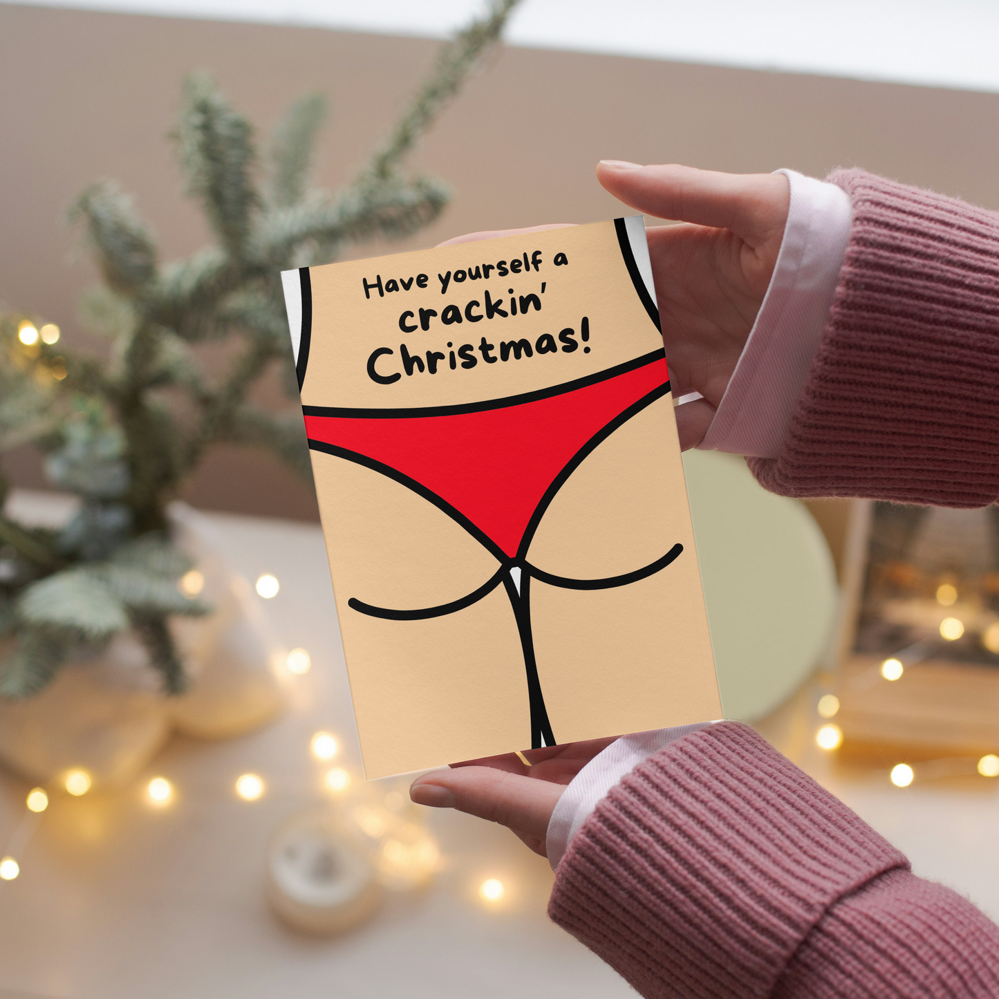 Funny Christmas Bum Card - Crackin' Christmas Pun