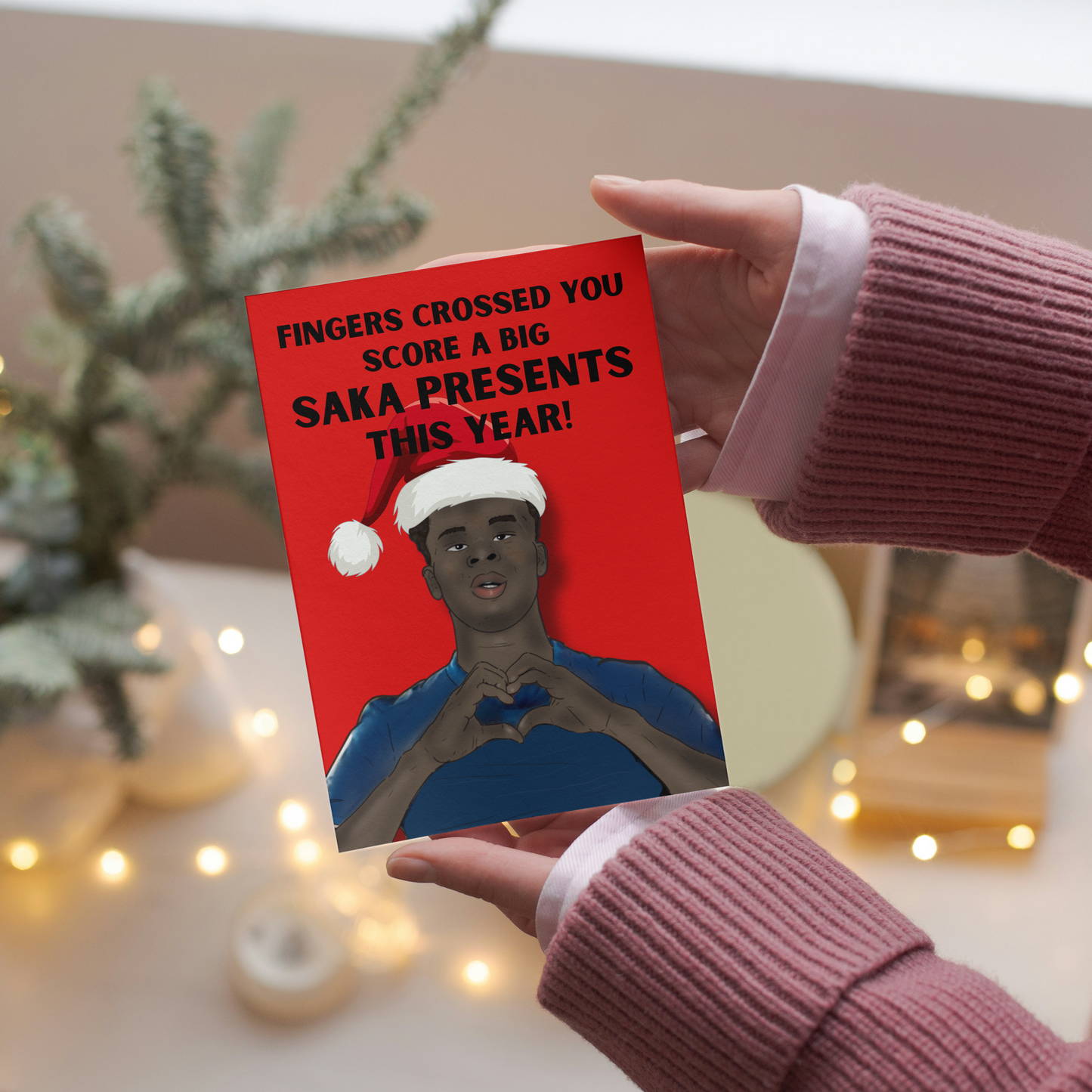 Bukayo Saka Christmas Card - Saka Presents - Arsenal Fan Football Christmas Card