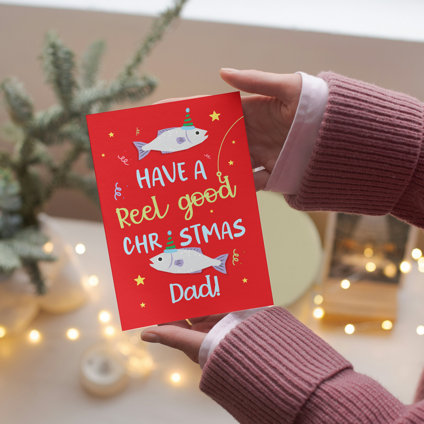 Fishing Christmas Card for Dad – 'Reel Good Christmas' Pun