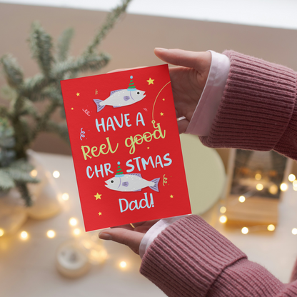 Fishing Christmas Card for Dad – 'Reel Good Christmas' Pun