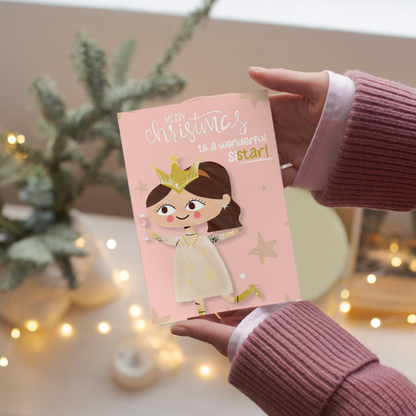 Funny Sister Christmas Card | Star Pun Greeting - for her
