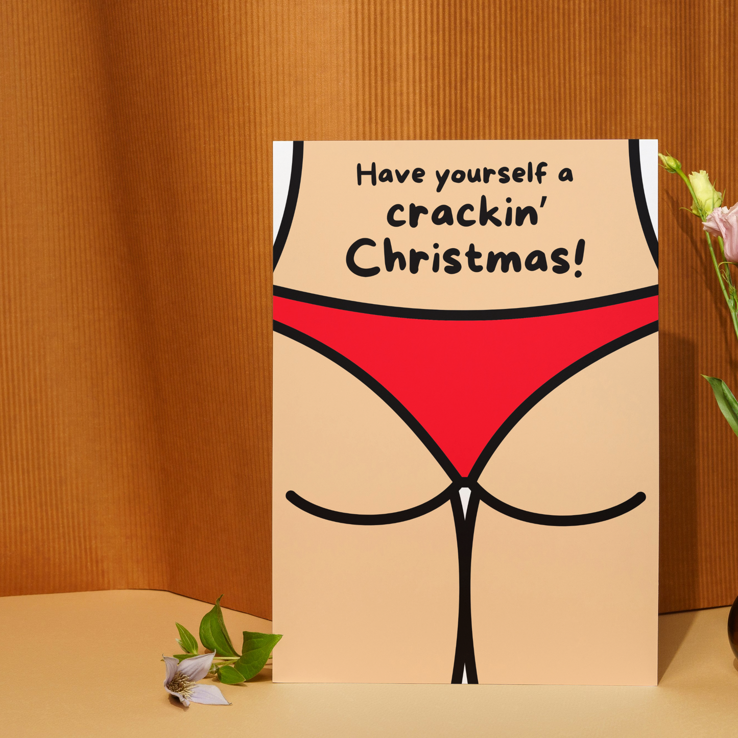 Funny Christmas Bum Card - Crackin' Christmas Pun