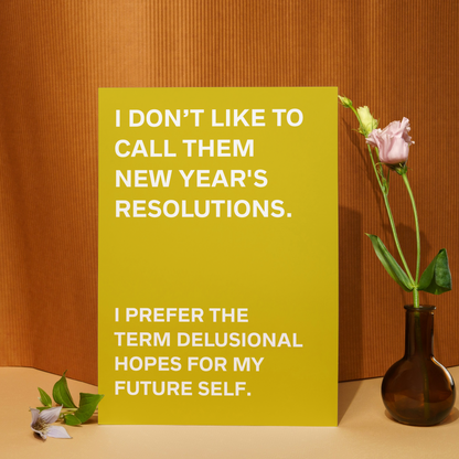 Funny New Year Resolutions Card: Humorous Typographic Greeting